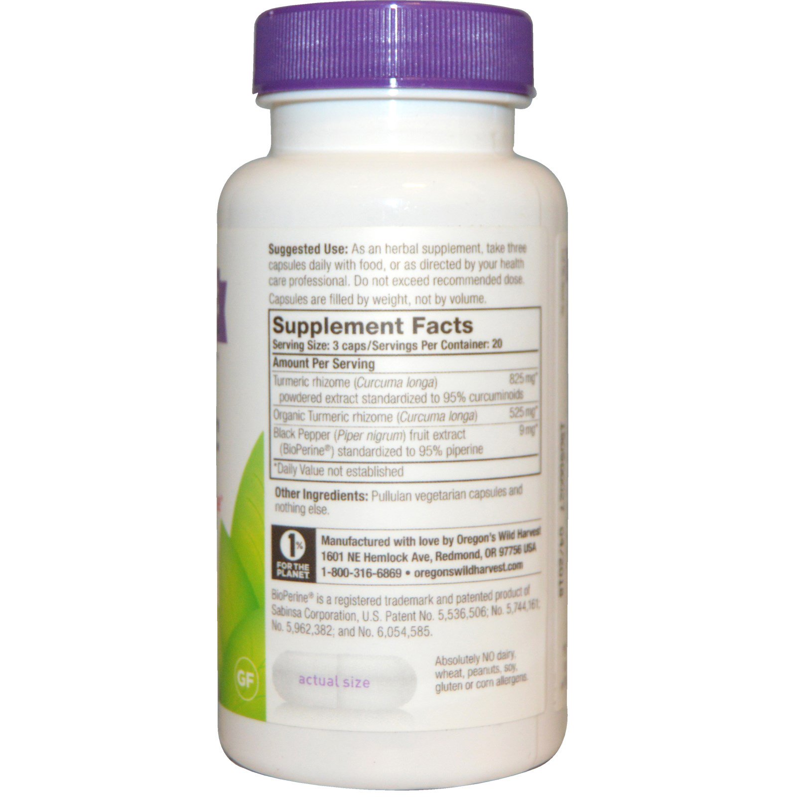 Comprar Oregon's Wild Harvest, Turmeric, 60 Vegetarian Capsules - Imagem 2