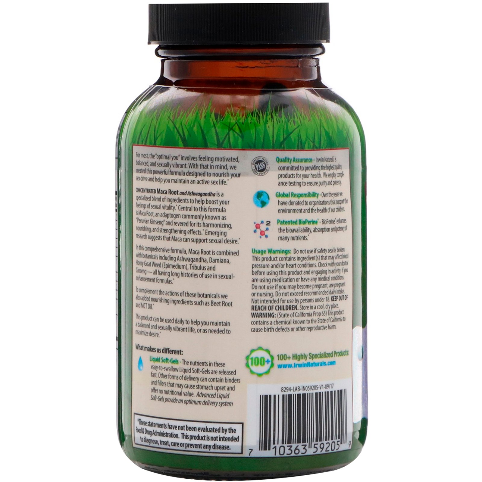 Comprar Irwin Naturals, Maca Concentrada e Ashwagandha, 75 Cápsulas Softgel Líquidas - Imagem 3