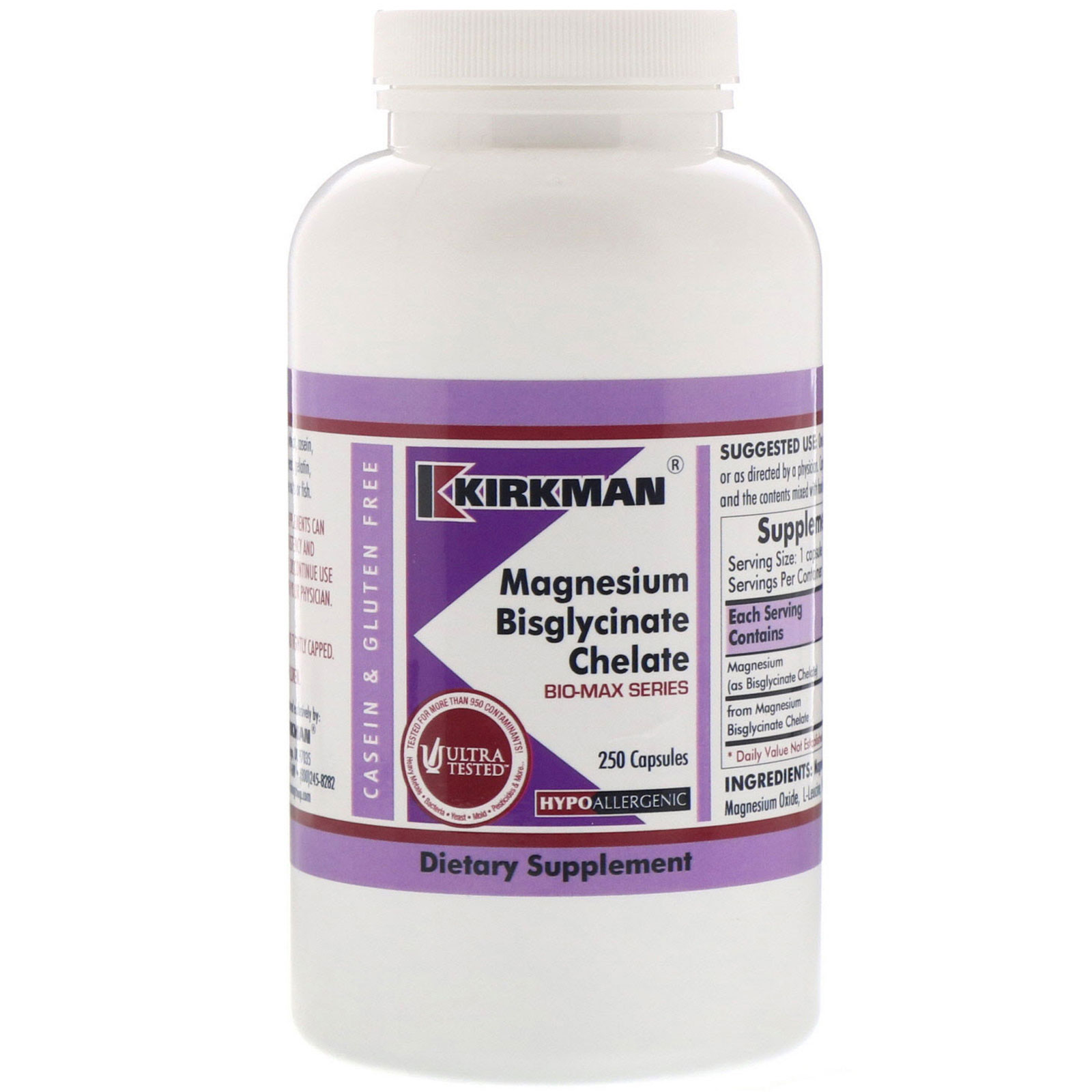 Comprar Kirkman Labs, Quelato de Bisglicinato de Magnésio, Série Bio-Max, 250 Cápsulas