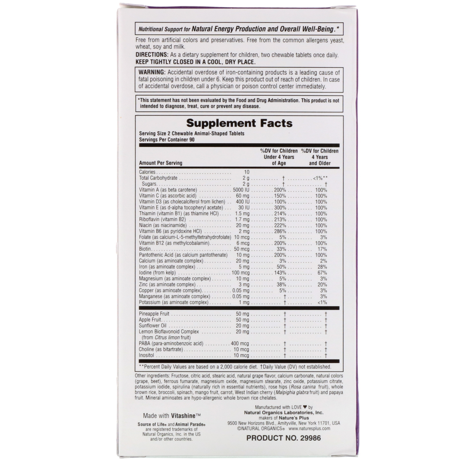 Comprar Nature's Plus, Suplemento multivitamínico e mineral mastigável para crianças, Sabor natural de uva, 180 bichinhos - Imagem 2
