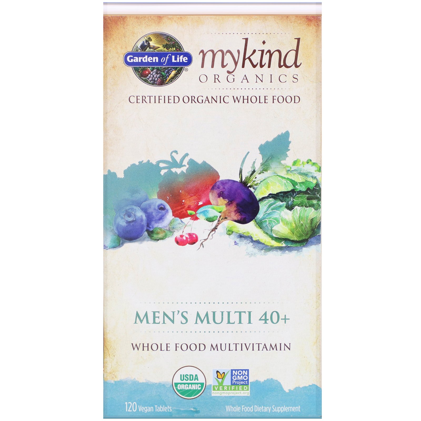 Comprar Garden of Life, MyKind Organics, Men's Multi 40+, 120 Comprimidos Vegetais