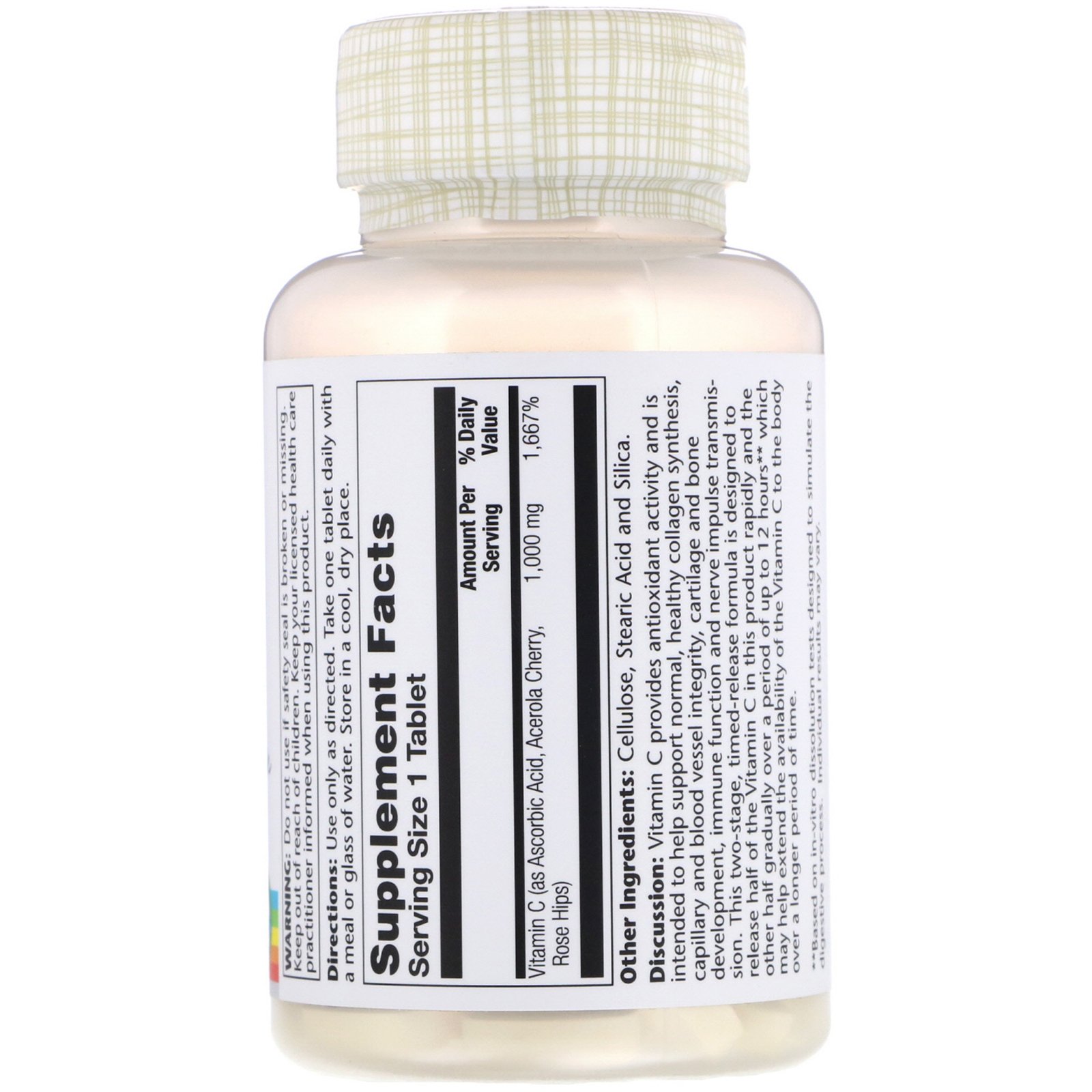 Comprar Solaray, Vitamina C de Liberação Prolongada, 1.000 mg, 100 Comprimidos - Imagem 2