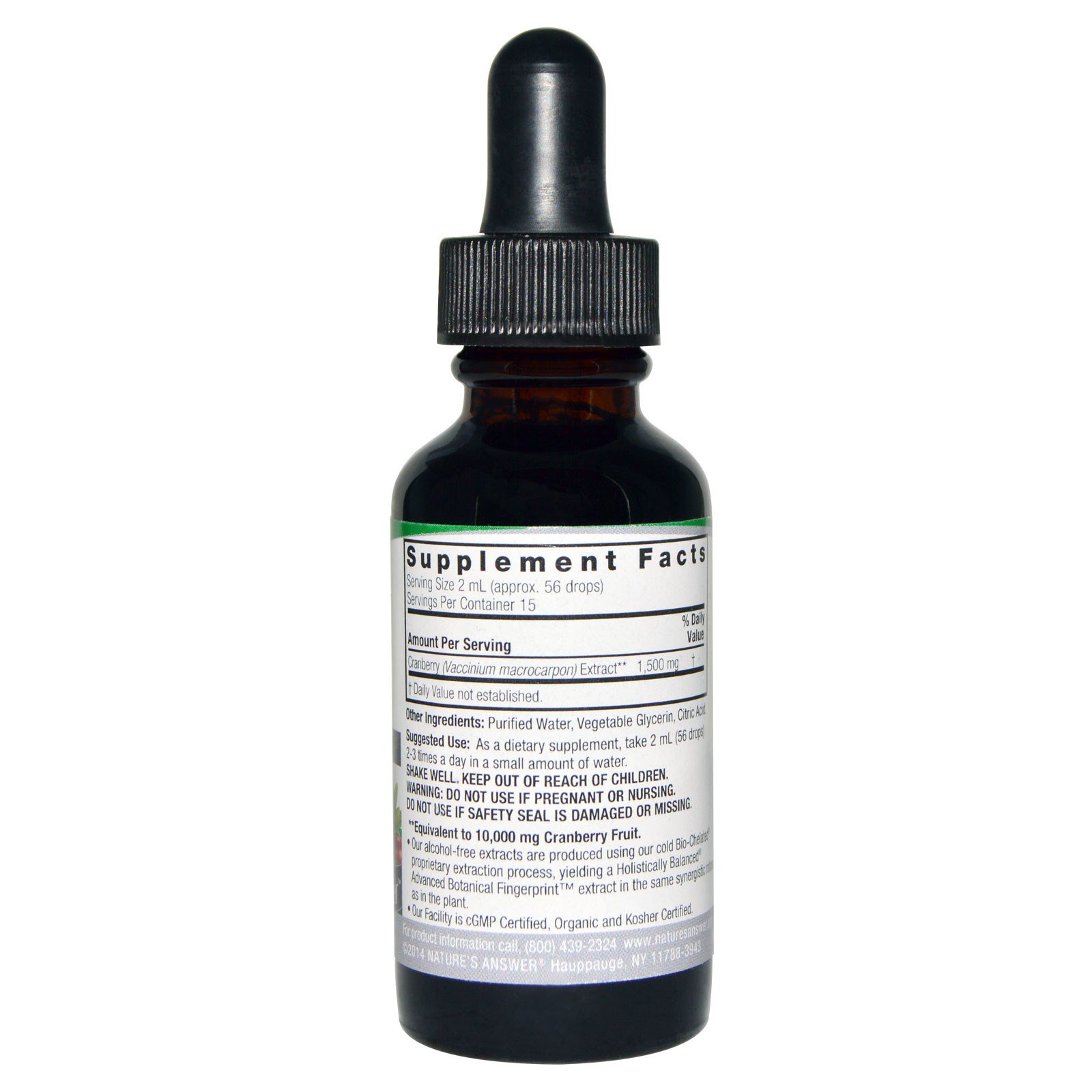 Comprar Nature's Answer, Cranberry (oxicoco), Sem álcool, 10.000 mg, 1 fl oz (30 ml) - Imagem 2