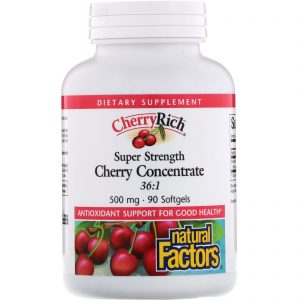Comprar Natural Factors, CherryRich, Concentrado de Cereja Superforte, 500 mg, 90 Cápsulas Gelatinosas