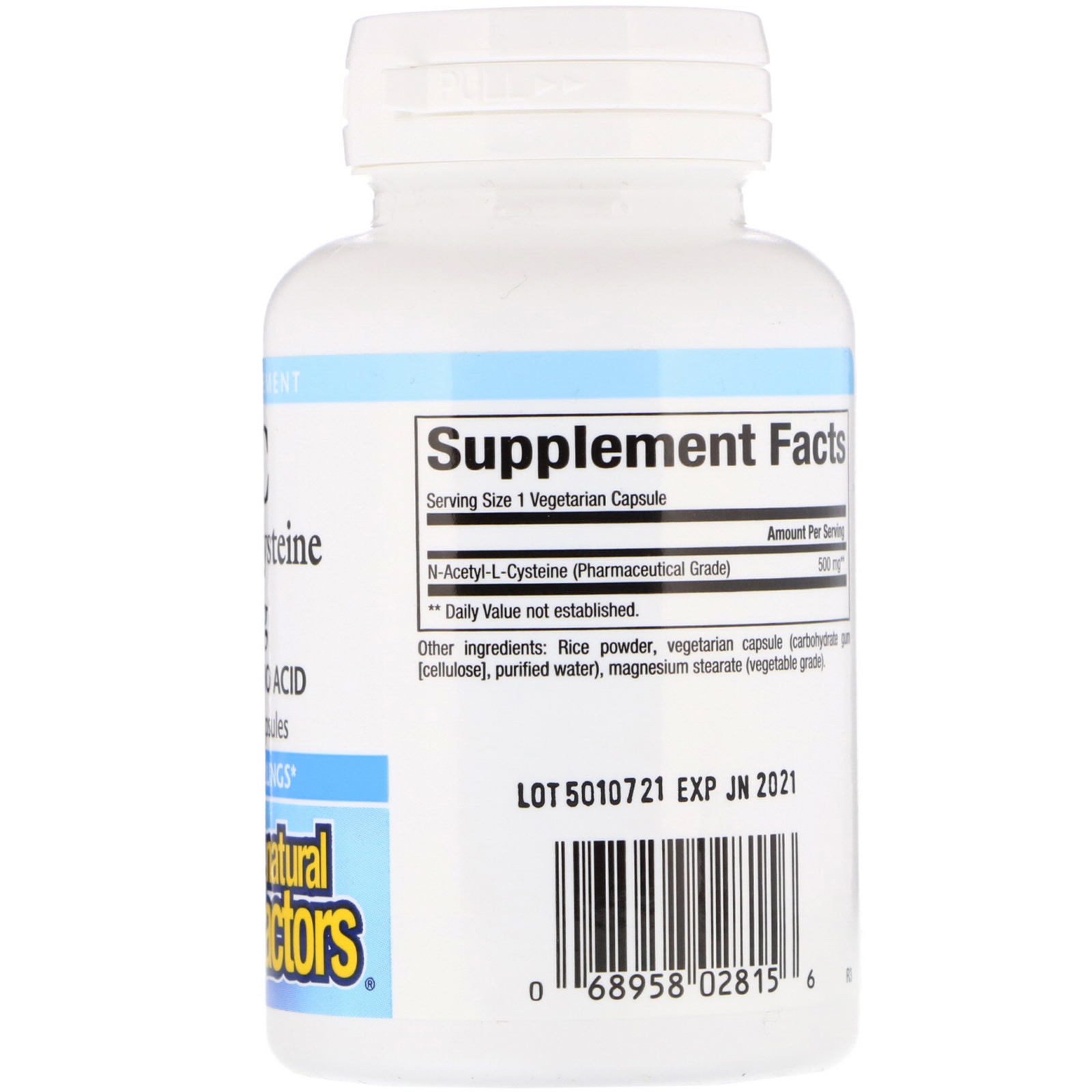 Comprar Natural Factors, NAC N-Acetyl-L Cysteine, 500 mg, 90 Vegetarian Capsules - Imagem 2