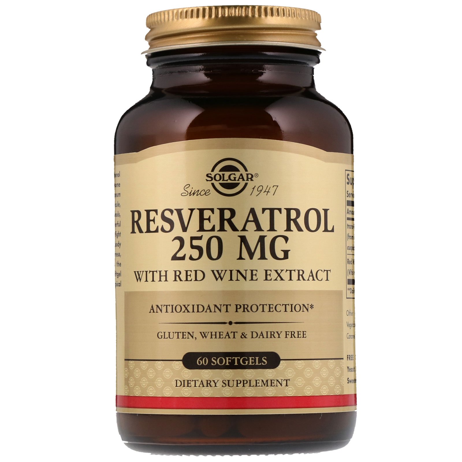 Comprar Solgar, Resveratrol, 250 mg, 60 Cápsulas Gelatinosas