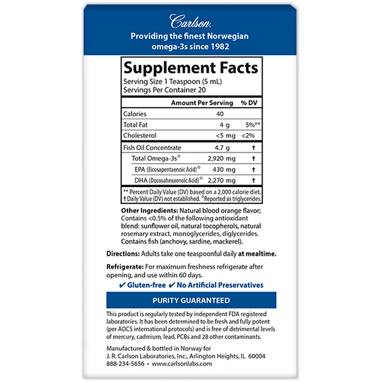 Comprar Carlson Labs, Elite DHA, Sabor Natural de Laranja, 2.270 mg, 100 ml (3,3 fl oz) - Imagem 2
