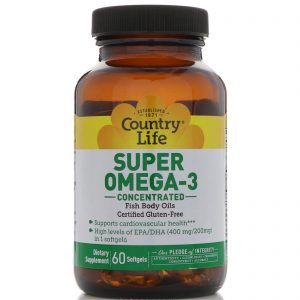 Comprar Country Life, Super ômega 3, concentrado, 60 Softgels
