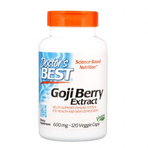 Comprar Doctor's Best, Melhor Extrato de Goji Berry, 600 mg, 120 Comprimidos Vegetarianos