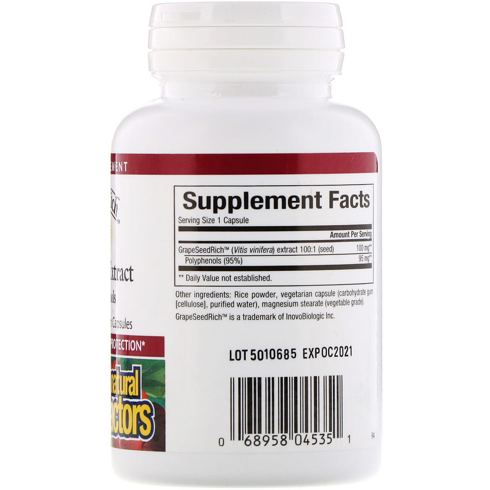 Comprar Natural Factors, Extrato de semente de uva, 95% de polifenóis, 100 mg, 60 cápsulas vegetarianas - Imagem 2