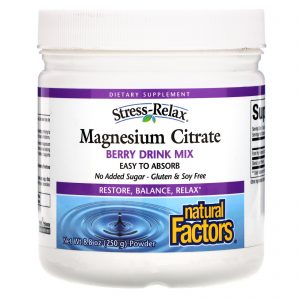 Comprar Natural Factors, Stress-Relax, Magnesium Citrate, Berry Drink Mix, 8.8 oz (250 g)