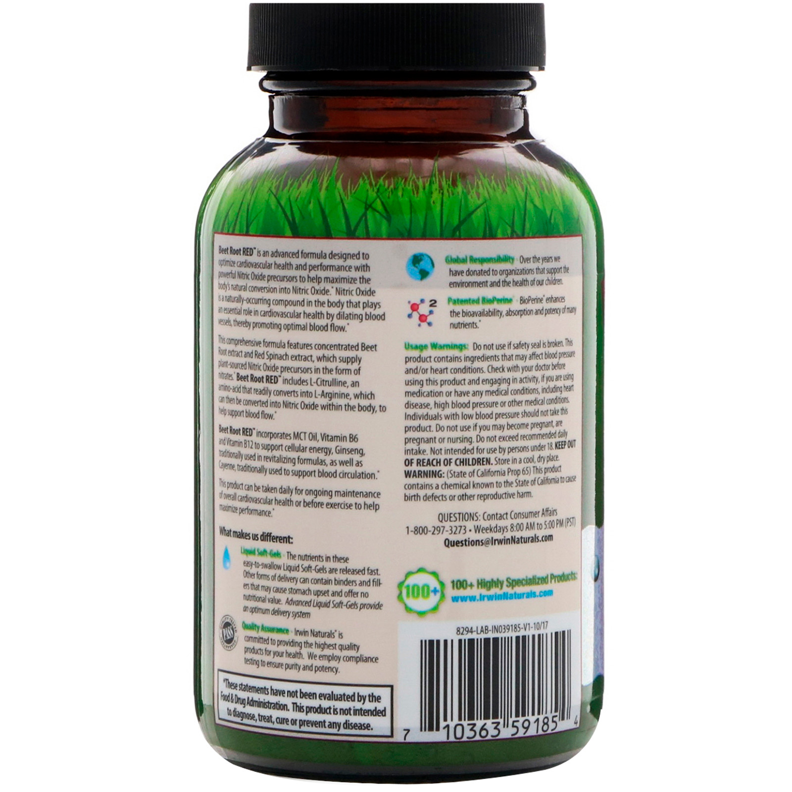 Comprar Irwin Naturals, Raiz de Beterraba VERMELHA, Max-Conversão com Amplificador de Óxido Nítrico, 60 Cápsulas Gelatinosas Líquidas - Imagem 3