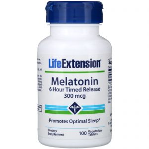 Comprar Life Extension, Melatonina, Liberação em 6 Horas, 300 mcg, 100 Comprimidos Vegetais