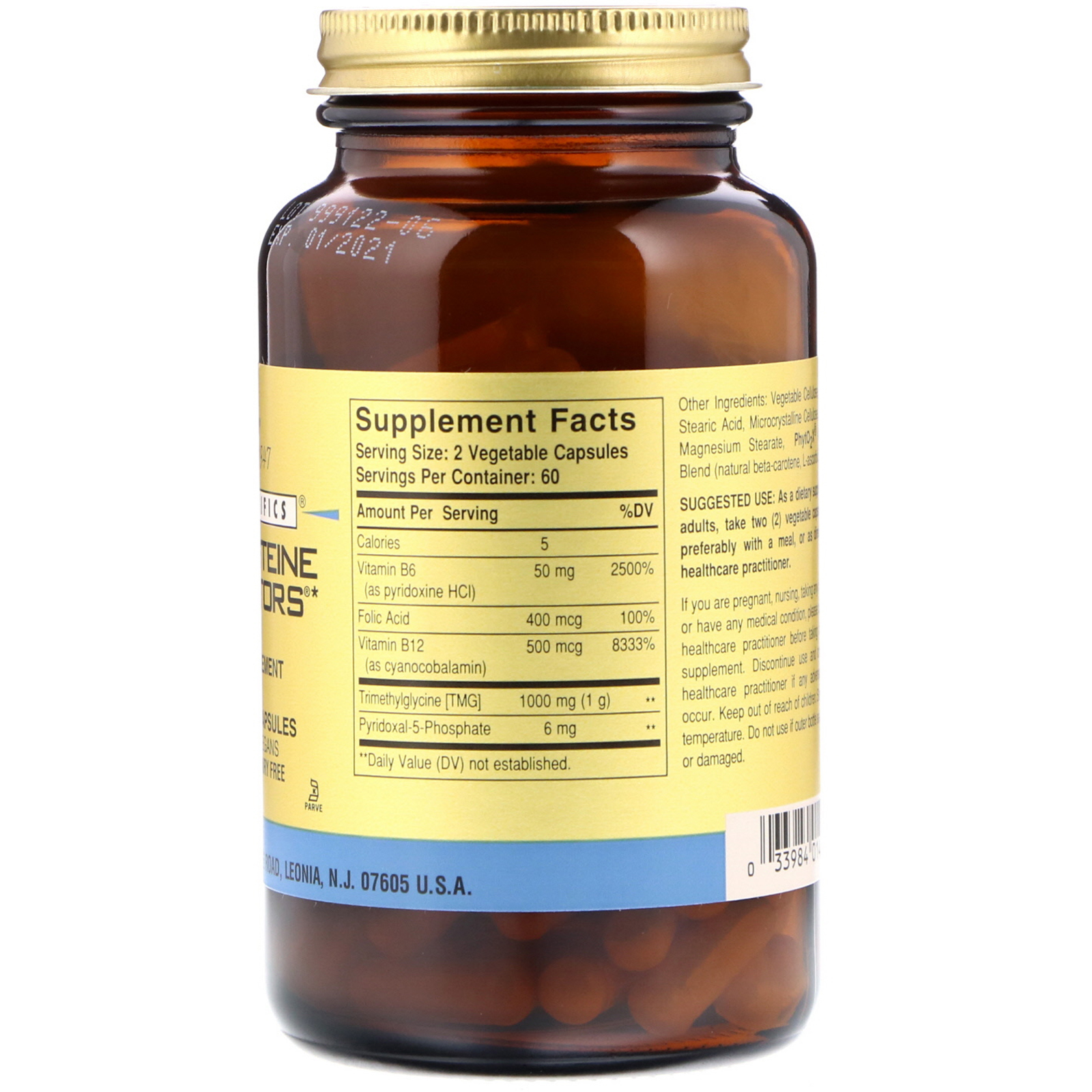 Comprar Solgar, Gold Specifics, Moduladores de Homocisteína, 120 Cápsulas Vegetais - Imagem 2
