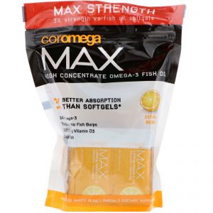 Comprar Coromega, Max, óleo de peixe de alta concentração de Ômega-3, explosão de cítricos, 60 comprimidos de aperto, (2,5 g) cada