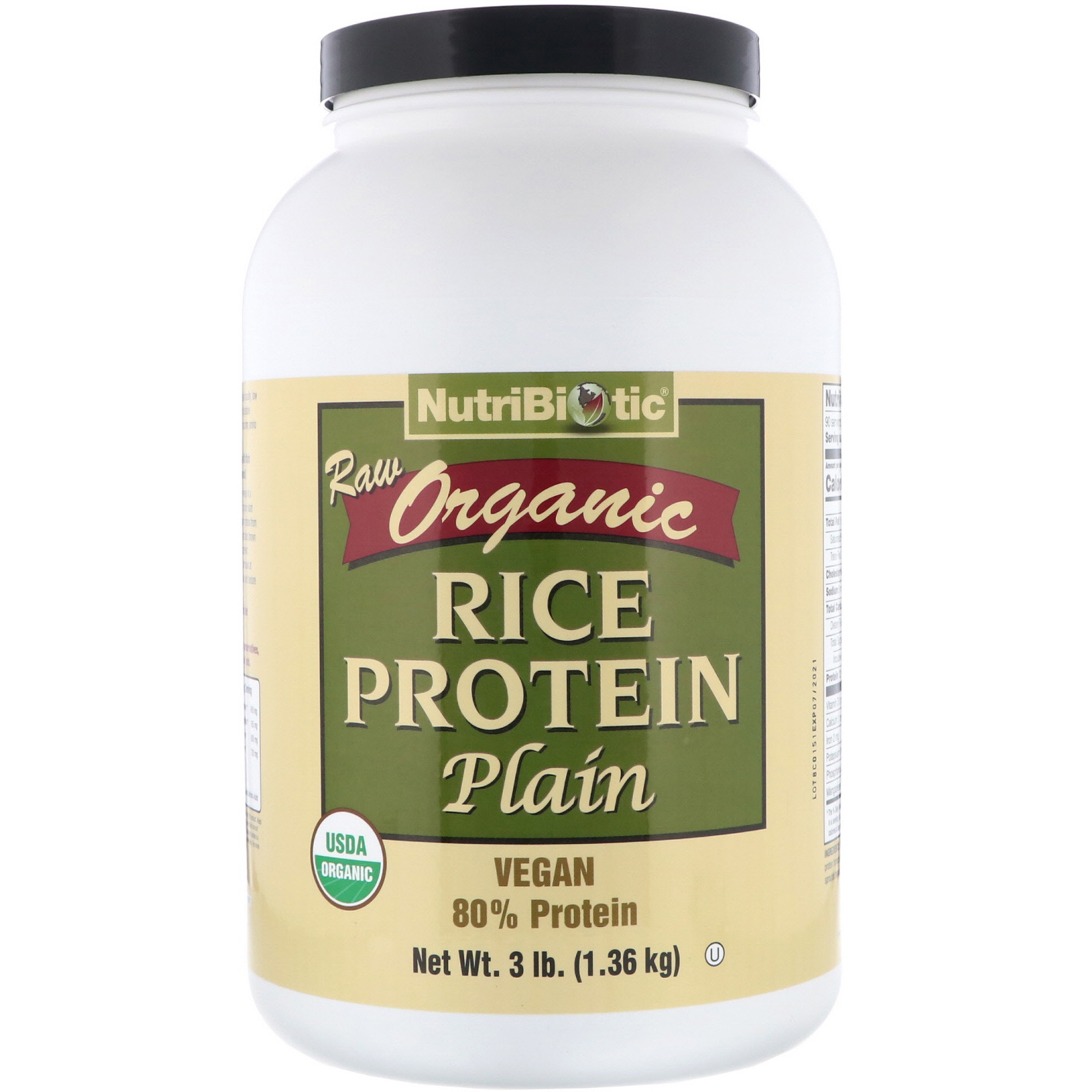 Comprar NutriBiotic, Proteína de Arroz Orgânico Crua, Pura, 1,36 kg (3 lb)
