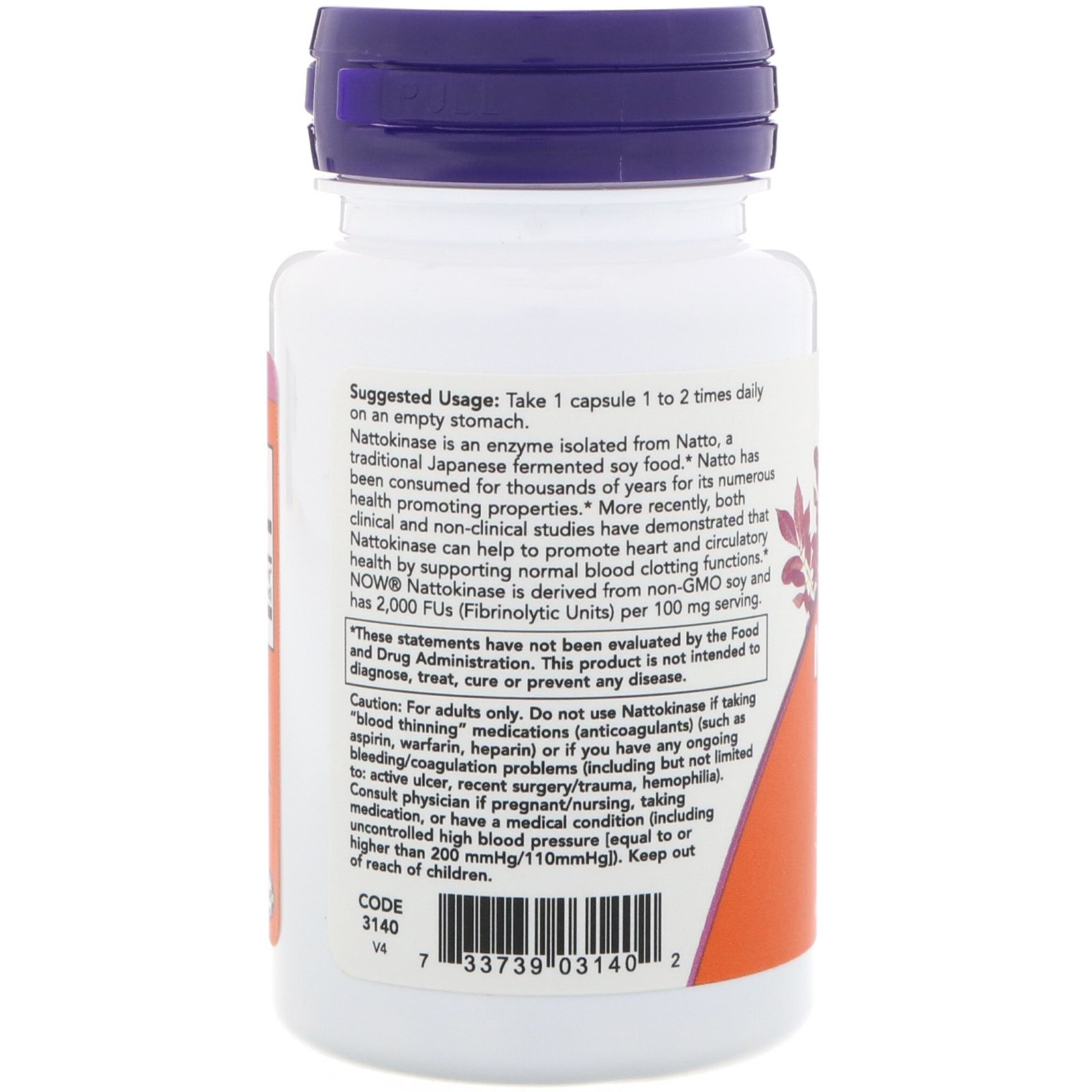 Comprar Now Foods, Nattokinase, 100 mg, 60 cápsulas para vegetarianos - Imagem 3