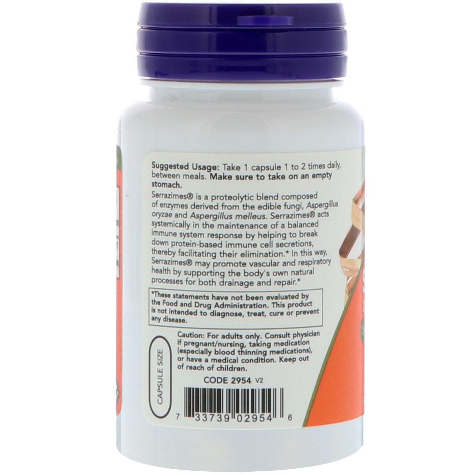 Comprar Now Foods, Serrazimes, 90 Veg Capsules - Imagem 3
