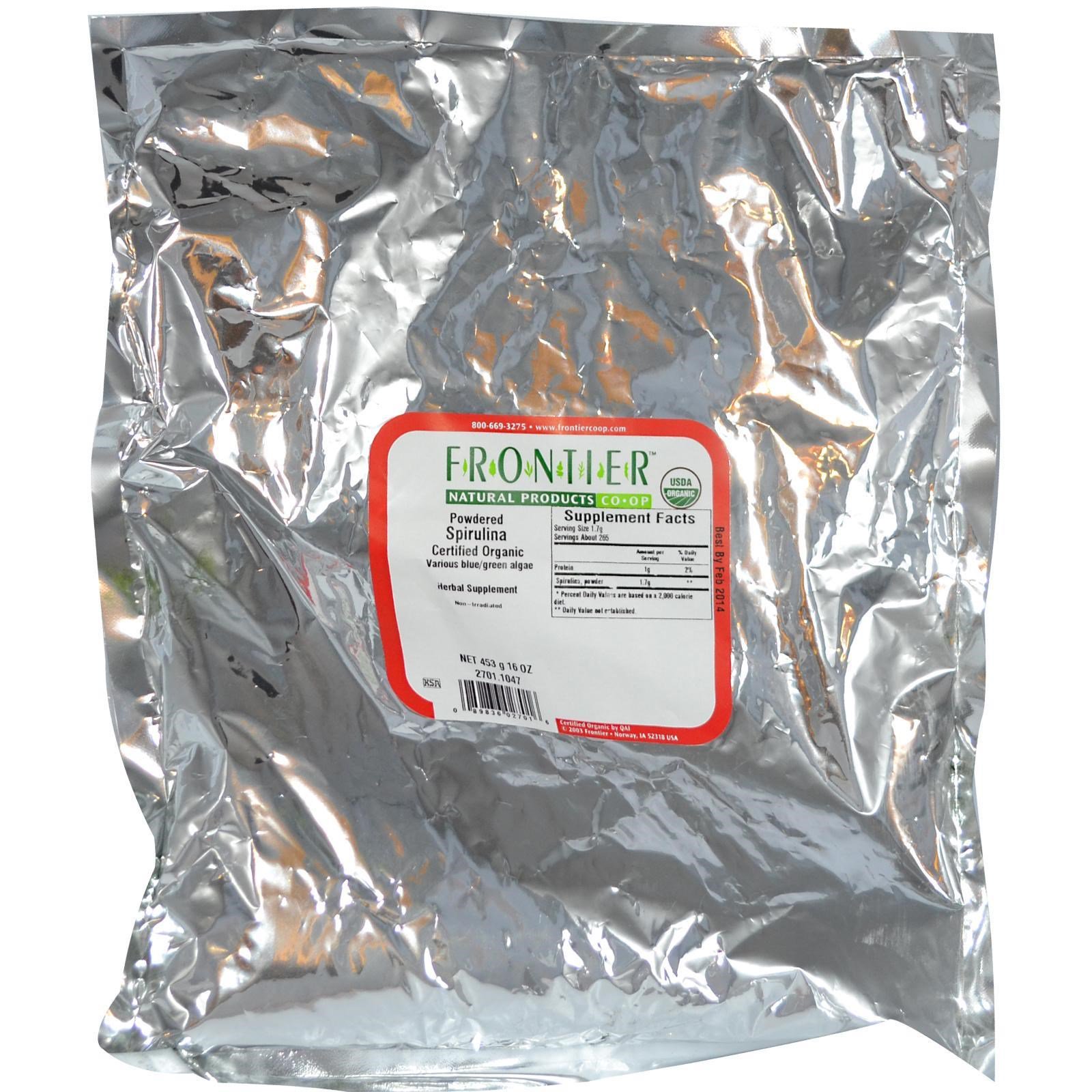 Comprar Frontier Natural Products, Espirulina Orgânica em Pó, 16 oz (453 g) - Imagem 2