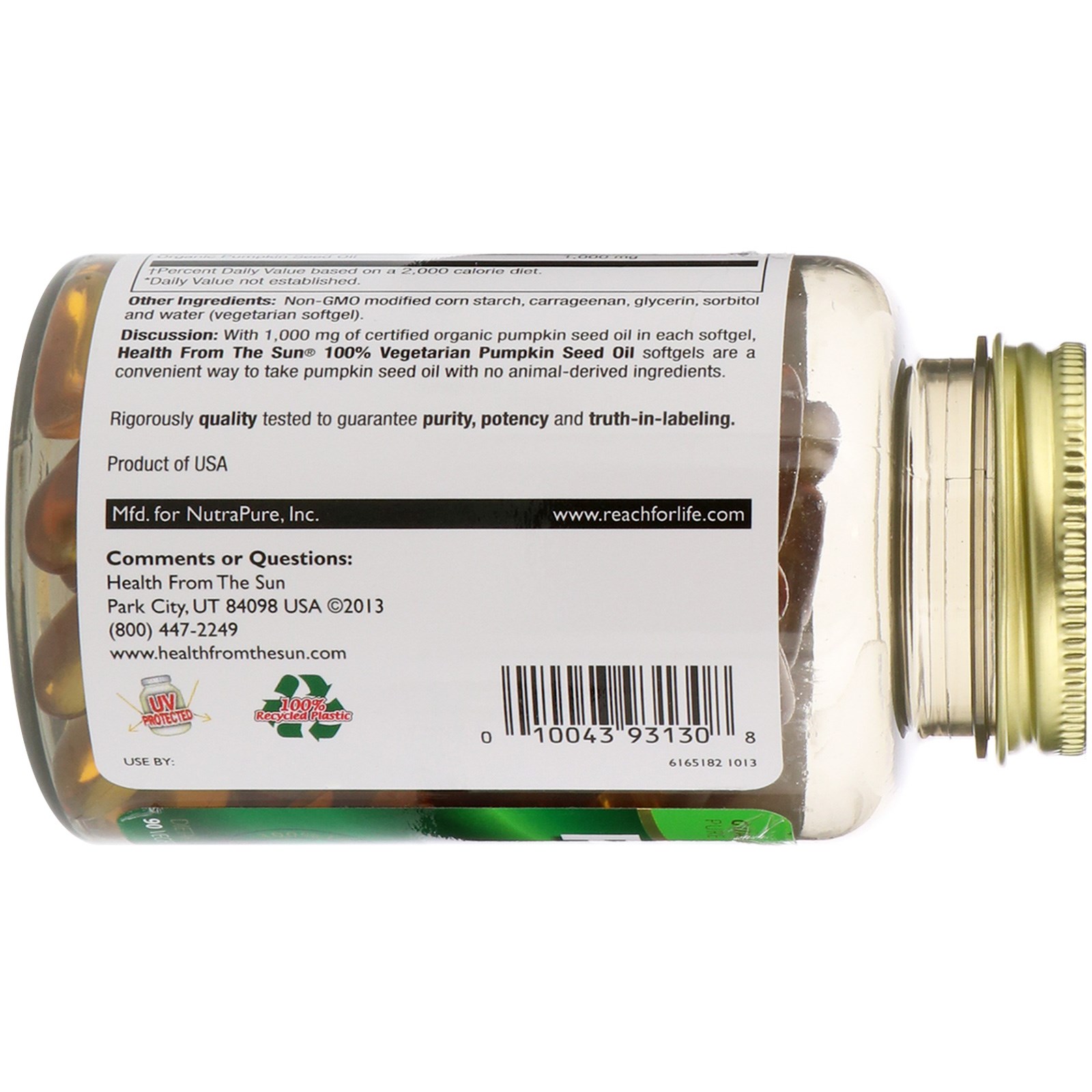 Comprar Health From The Sun, Óleo de Semente de Abóbora, 90 Cápsulas Gelatinosas Vegetarianas - Imagem 3