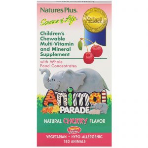 Comprar Nature's Plus, Fonte de Vida, Animal Parade, Suplemento Multivitamínico e Multimineral Mastigável para Crianças, Sabor Natural de Cereja, 180 Bichinhos