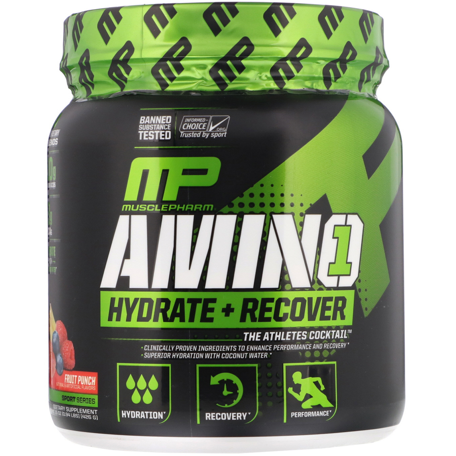 Comprar MusclePharm, Amino1, Hydrate + Recover, Fruit Punch, 15 oz (426 g)