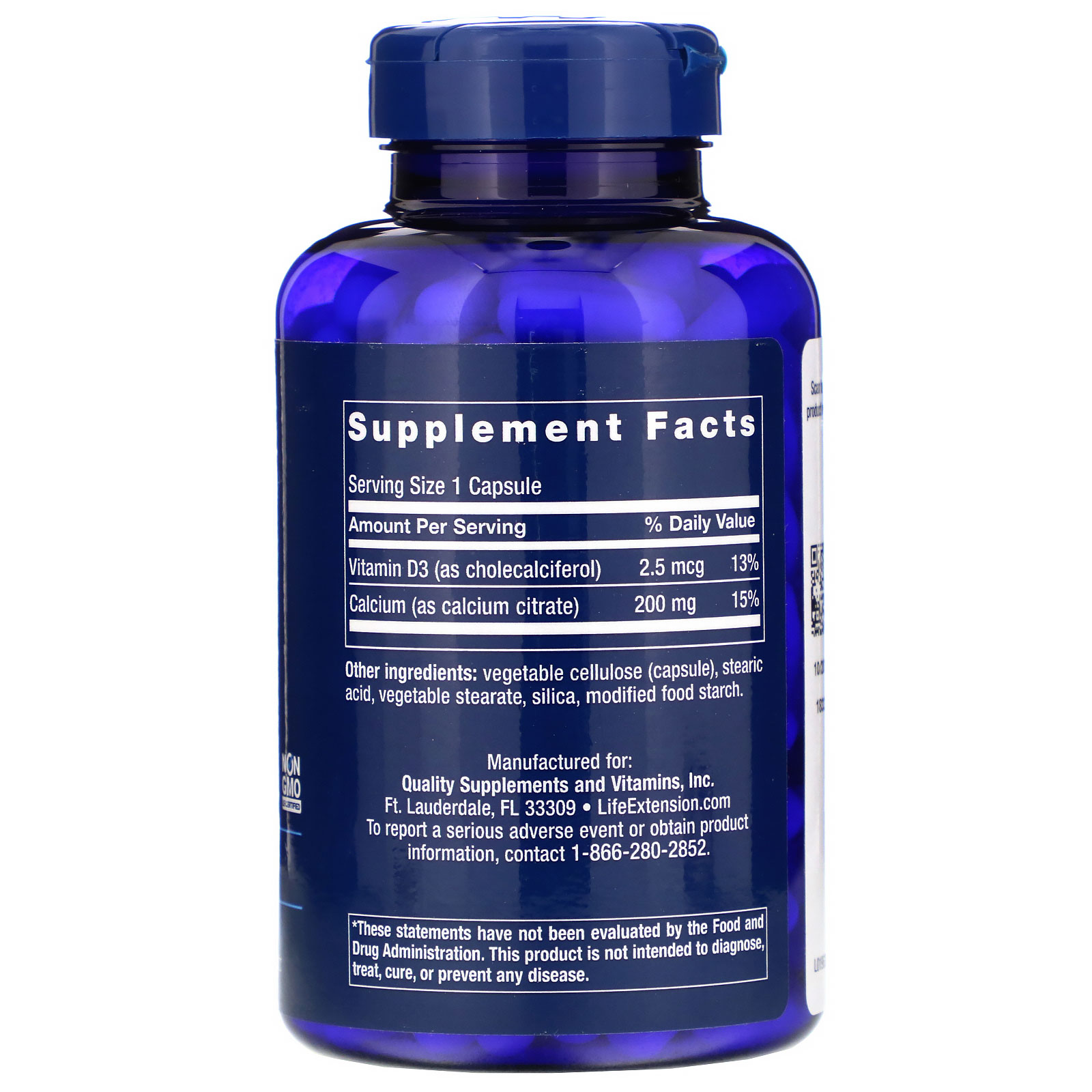 Comprar Life Extension, Calcium Citrate with Vitamin D, 200 Capsules - Imagem 2
