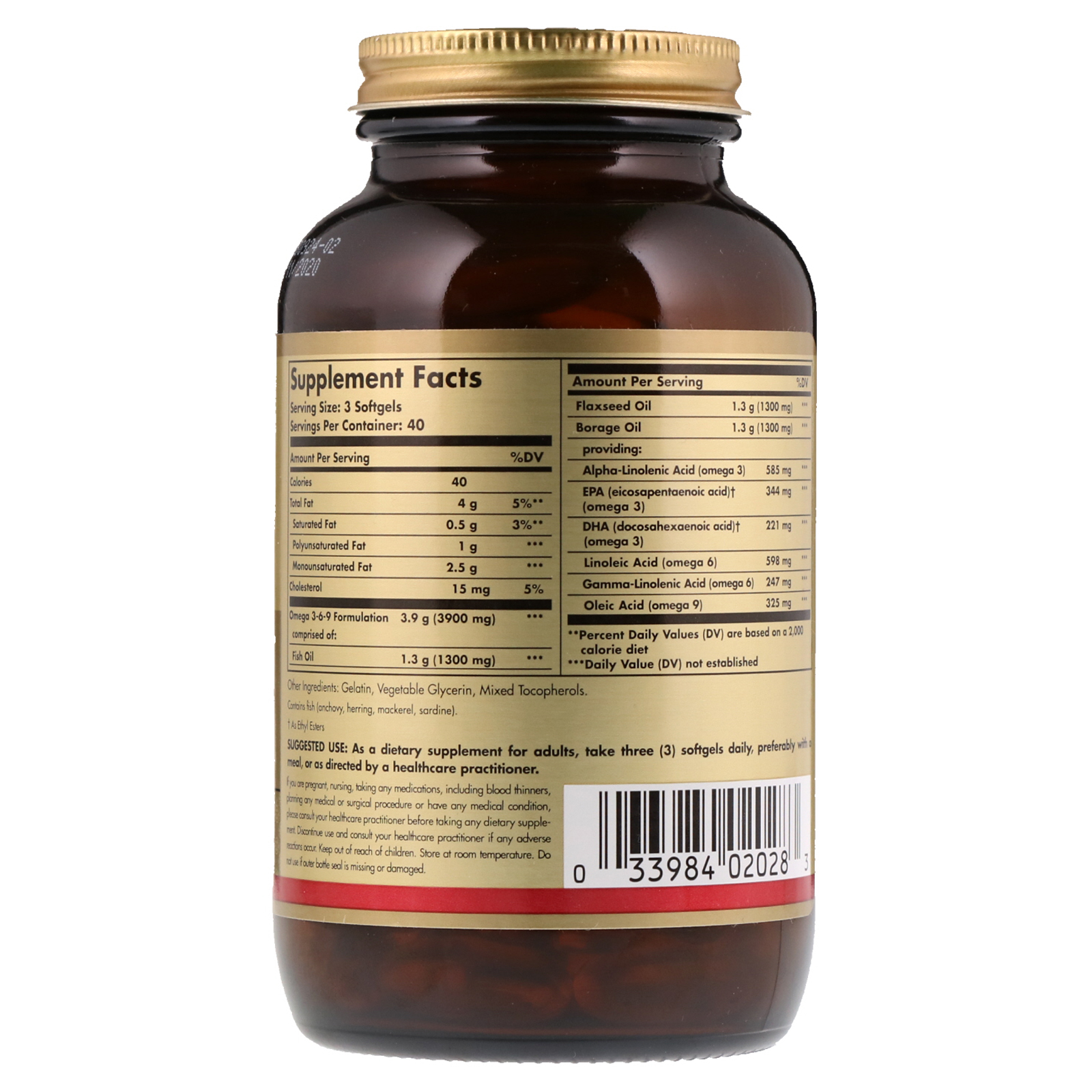 Comprar Solgar, Ômega 3-6-9, 1.300 mg, 120 Softgel - Imagem 2