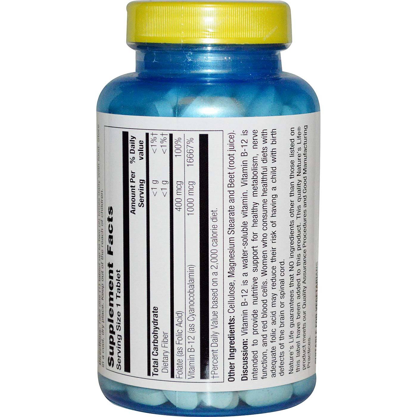 Comprar Nature's Life B-12 1000 mcg 250 Tabletes - Imagem 2