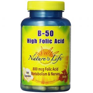Comprar Nature's Life B-50 Ácido fólico alta 100 Cápsulas