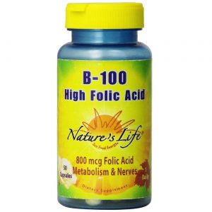Comprar Nature's Life B-100 Ácido fólico alta 50 Cápsulas