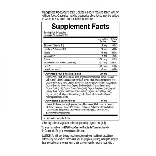 Comprar Garden of Life, Vitaminas do Complexo-B RAW - 120 Cápsulas Vegetarianas - Imagem 5
