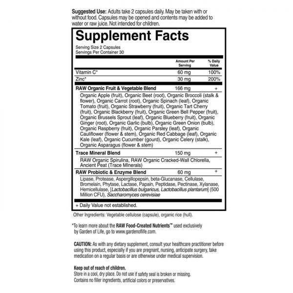 Comprar Garden of Life, Zinco com Vitamina C - 60 Cápsulas Vegetarianas - Imagem 7