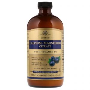 Comprar Solgar, Liquid Calcium Magnesium Citrate with Vitamin D3, Natural Blueberry, 16 fl oz (473 ml)