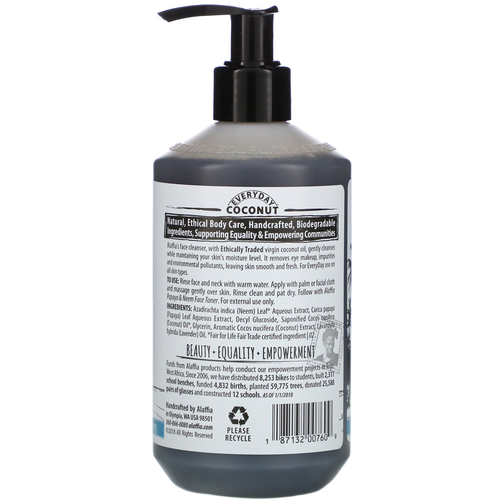 Comprar Alaffia, Everyday Coconut, Face Cleanser with Papaya & Neem, 12 fl oz (354 ml) - Imagem 2