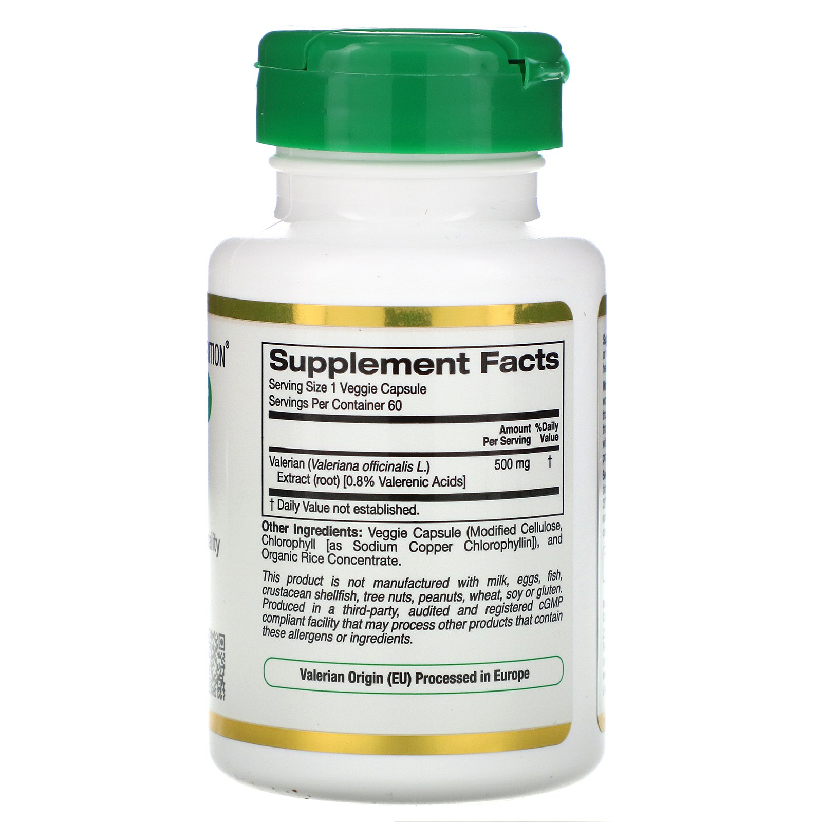 Comprar California Gold Nutrition, Valeriana, EuroHerbs, 500 mg, 60 Cápsulas Vegetais - Imagem 2
