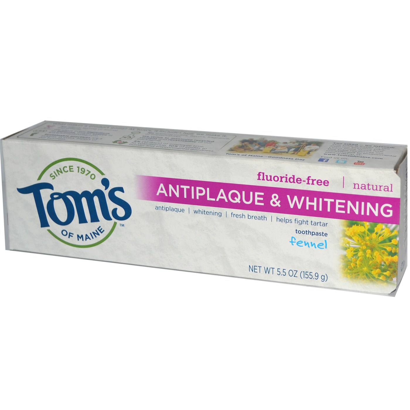 Comprar Tom's of Maine Creme Dental Antiplaca e Branqueamento Funcho 5,5 Oz