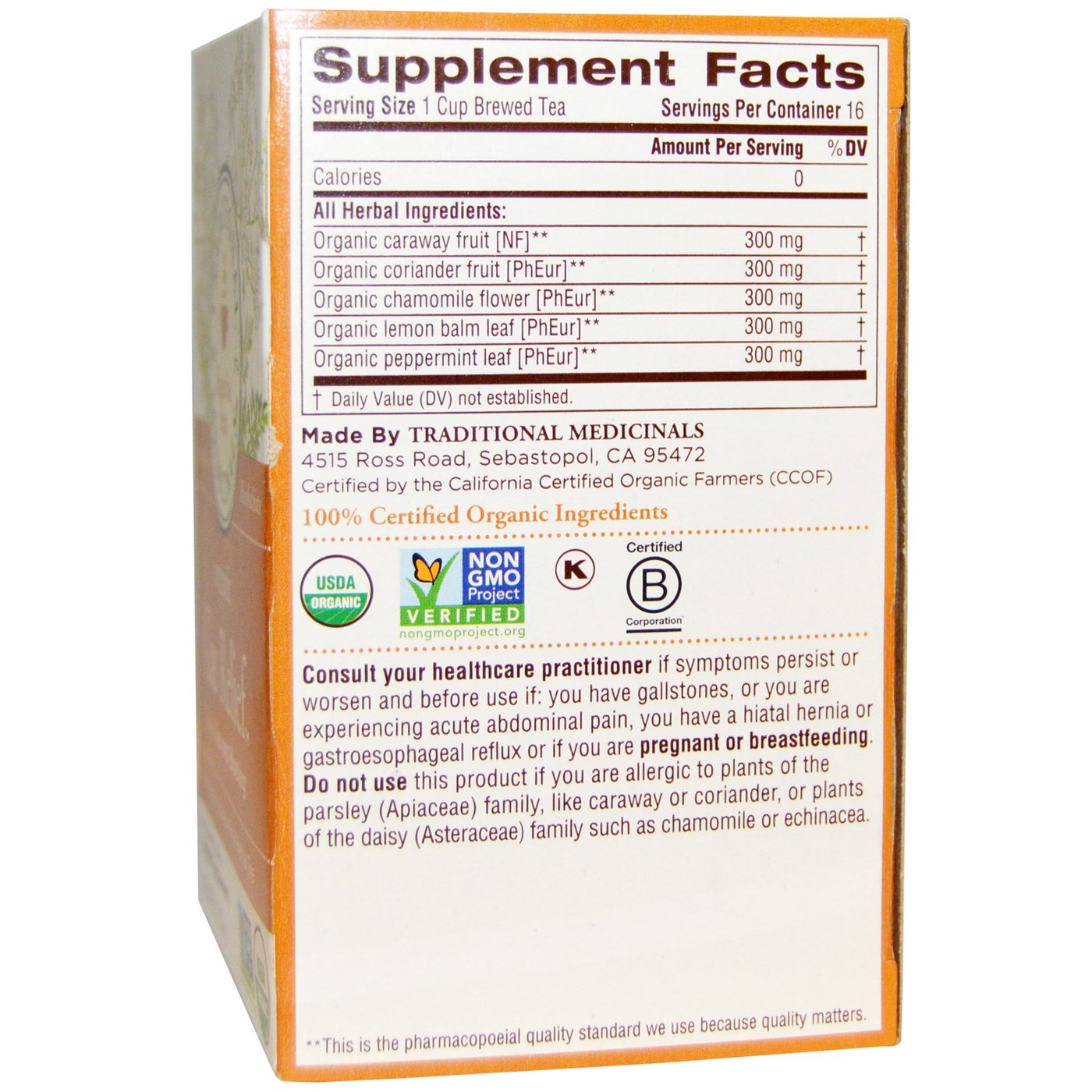Comprar Traditional Medicinals, Chá Digestivo Alívio dos Gases - 16 Saquinhos de Chá - Imagem 2