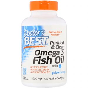 Comprar Doctor's Best, Óleo de Peixe Ômega-3 Purified & Clear com Goldenomega, 1.000 mg, 120 Cápsulas Softgel Marinhas