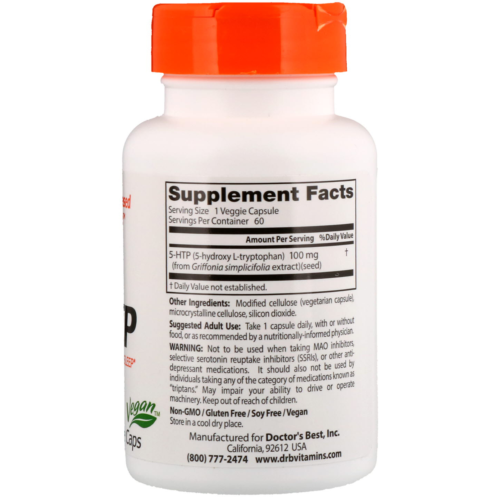 Comprar Doctor's Best, 5-HTP, 100 mg, 60 Cápsulas Vegetais - Imagem 2