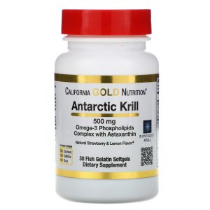 Comprar California Gold Nutrition, Óleo de Krill Antártico, com Astaxantina, RIMFROST, Aroma Natural de Morango e Limão, 500 mg, 30 Cápsulas Softgel de Gelatina de Peixe