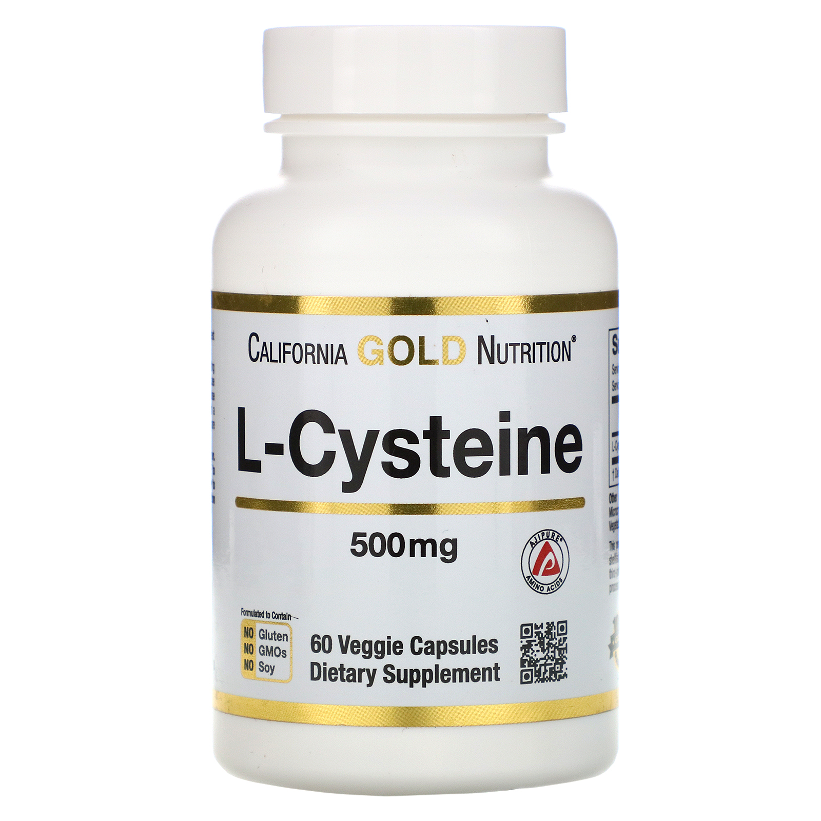 Comprar California Gold Nutrition, L-Cisteína, AjiPure, 500 mg, 60 Cápsulas Vegetais