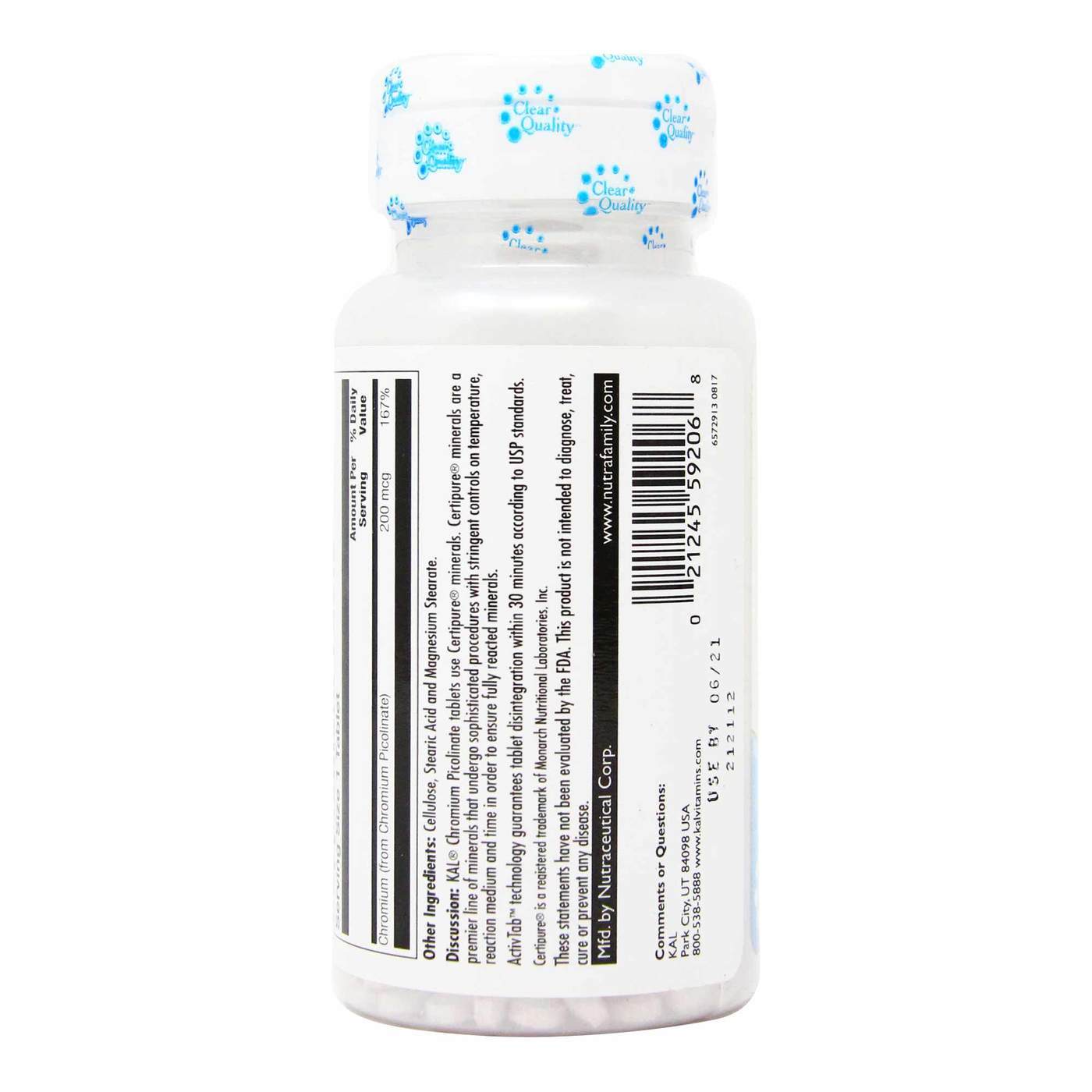 Comprar Kal, Picolinato de Como 200 mcg - 60 Tabletes - Imagem 3