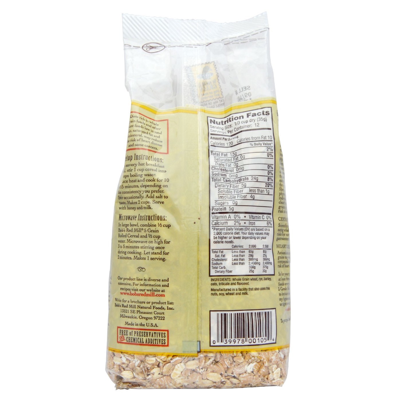Comprar Bobs Red Mill 5 Grain Laminados Whole Grain Hot Cereal (4 blocos) 4 - 16 onças Bags - Imagem 2