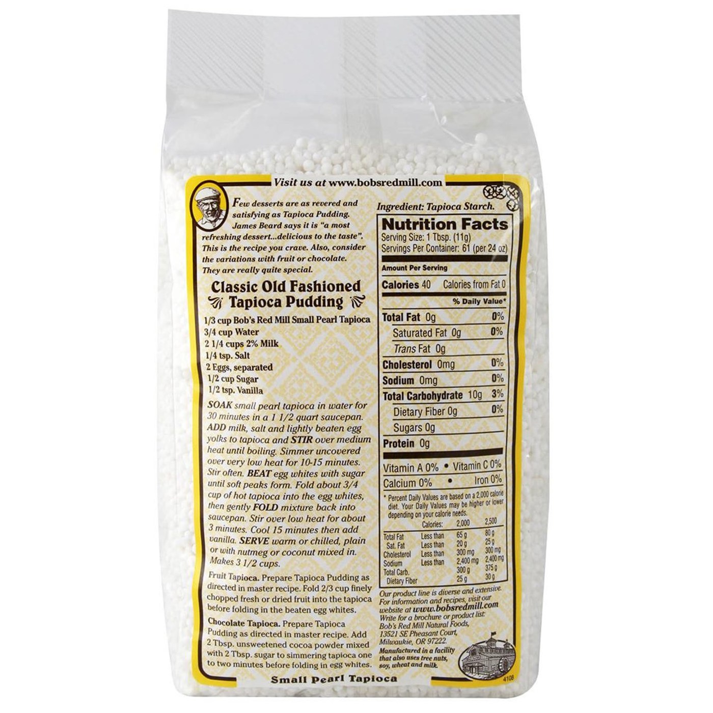 Comprar Bobs Red Mill Pequeno Pérola Tapioca (4 blocos) de 4 - 24 onças Bags - Imagem 2