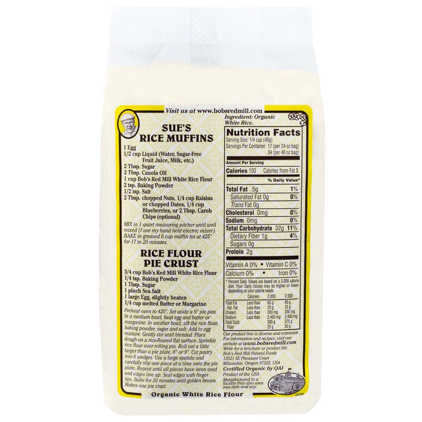 Comprar Bobs Red Mill Pedra Orgânica Terra Branco Farinha de Arroz (4 unidades) de 4 - 24 onças Bags - Imagem 2