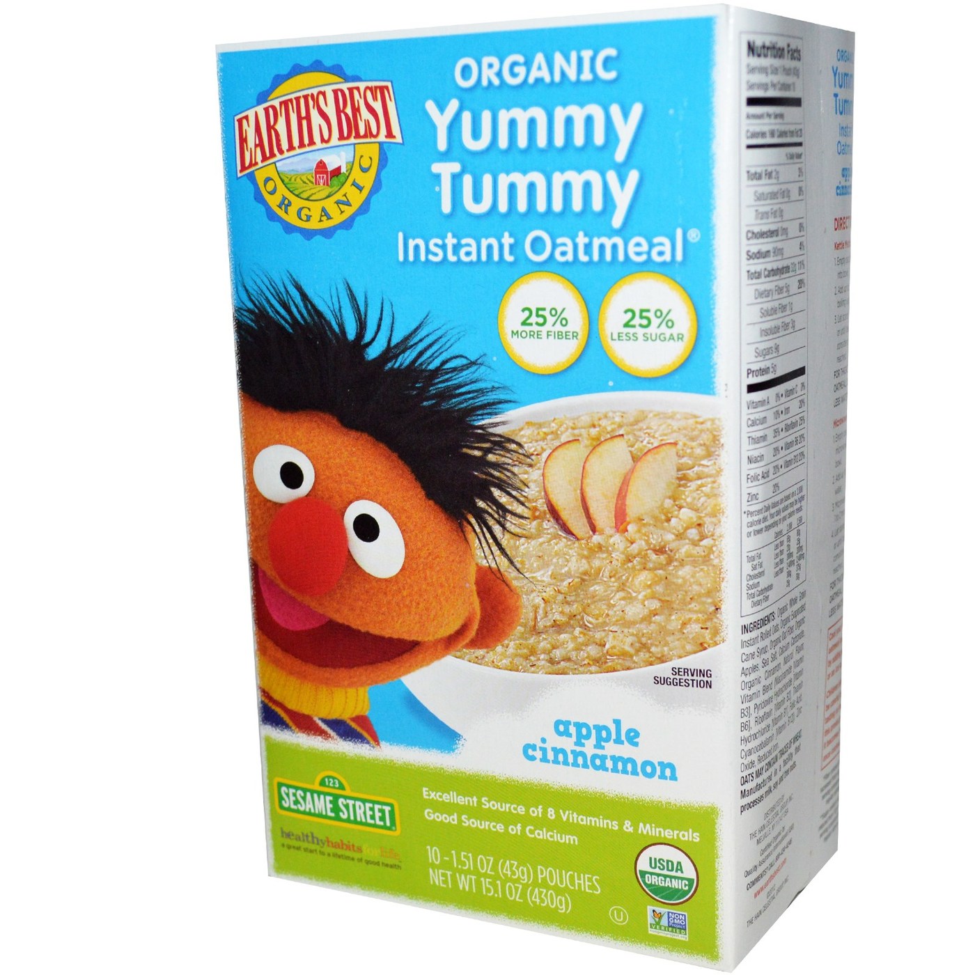 Comprar Earth's Best Sesame Street Gostoso barriga aveia instantânea Maçãs & Canela 15,1 oz