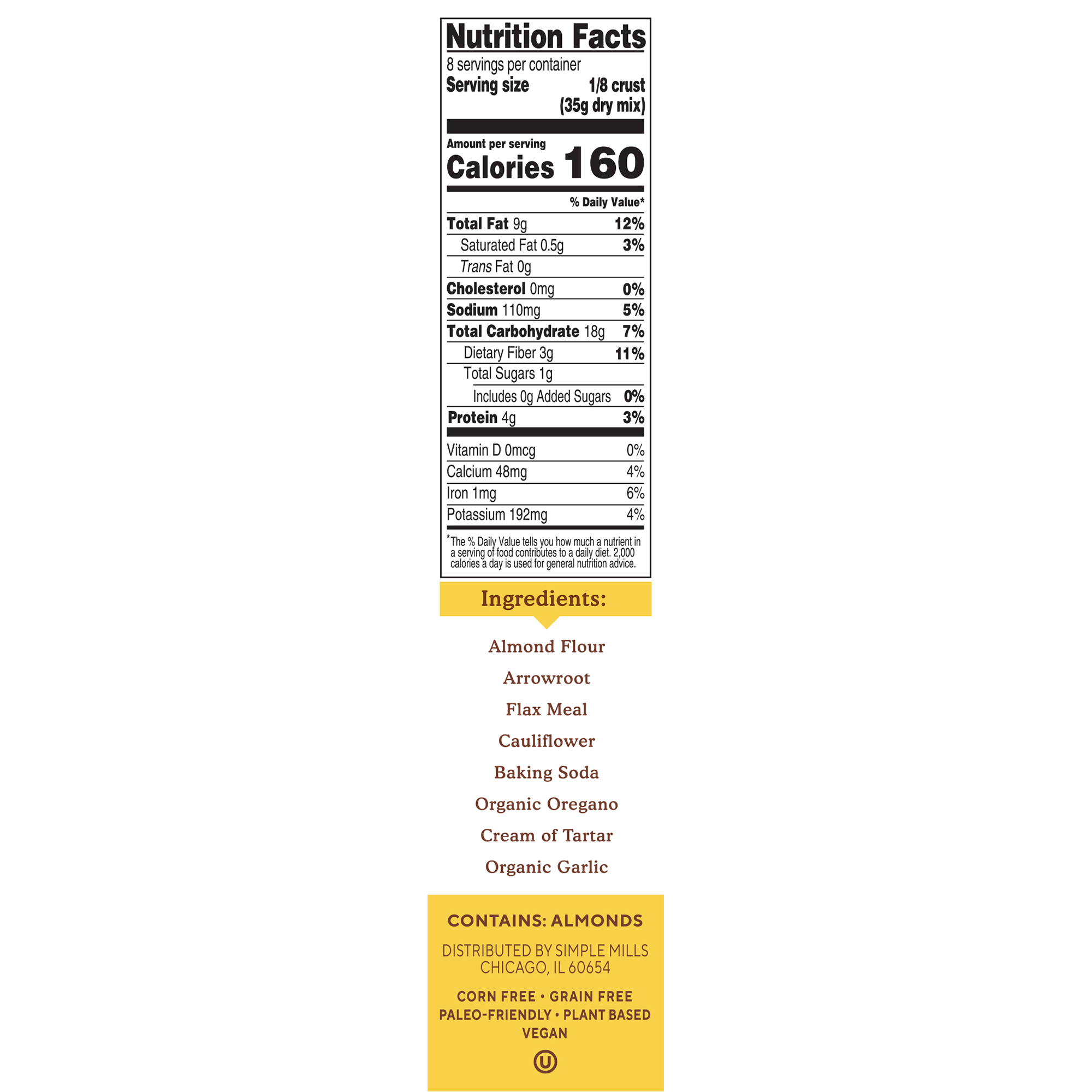 Comprar Simple Mills, Massa para Pizza, Mistura com Farinha de Amêndoas, Naturalmente sem Glúten, 277 g (9,8 oz) - Imagem 2