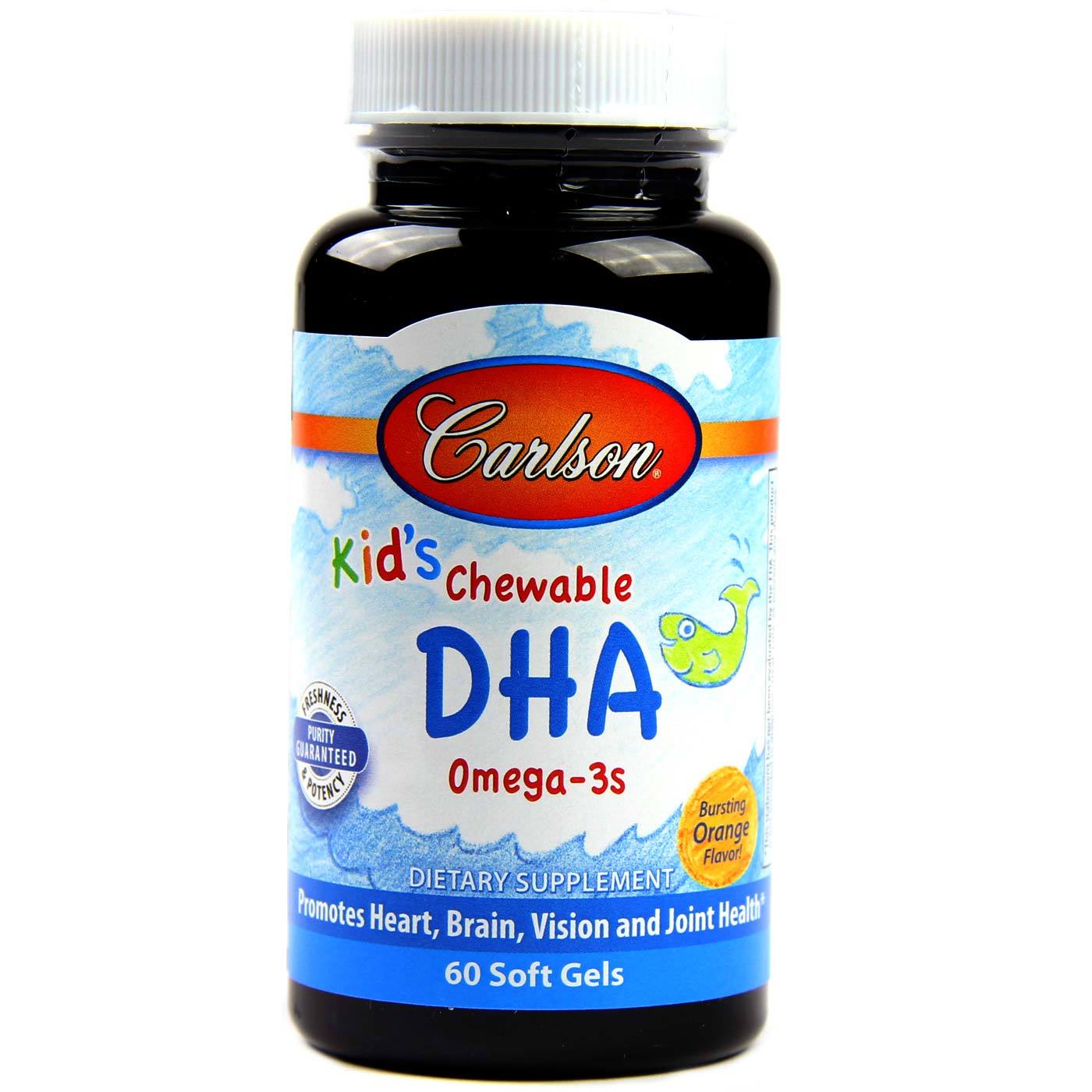 Comprar Carlson Labs, DHA Omega 3s - Mastigável para crianças sabor laranja - 60 Cápsulas em Gel