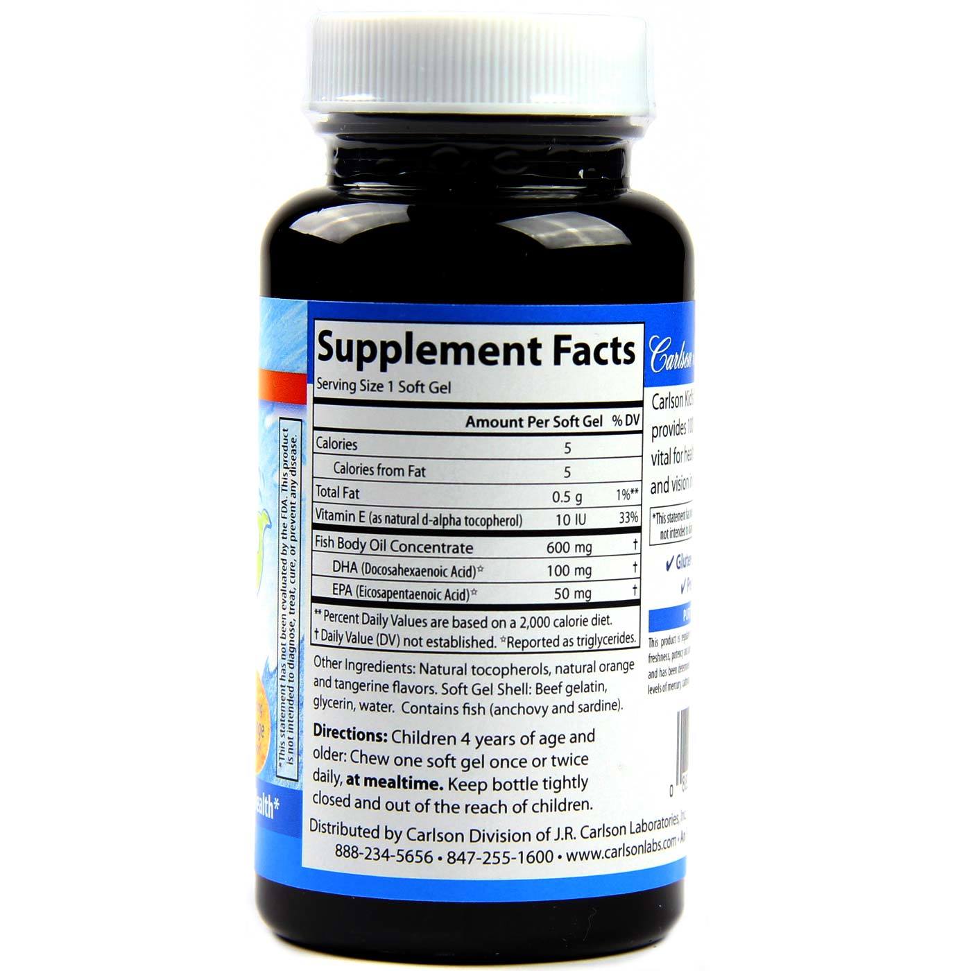 Comprar Carlson Labs, DHA Omega 3s - Mastigável para crianças sabor laranja - 60 Cápsulas em Gel - Imagem 2